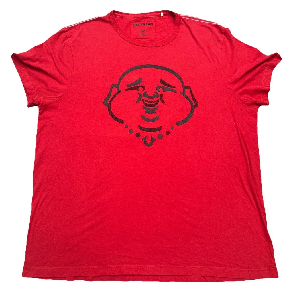 Vintage True Religion Buddha T Shirt Mens XXXL Red Y2K Graphic Tee Rare
